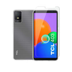 Vivid Set TPU Case + Tempered Glass TCL 403 Transparent