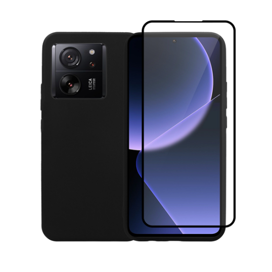 Vivid Set Silicone Matte Case + Full Face Tempered Glass Xiaomi 13T Pro Black Vivid Set Silicone Matte Case + Full Face Tempered Glass Xiaomi 13T Pro Black