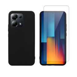 Vivid Set Matte Case Black + Tempered Glass Poco M6 Pro/Note 13 Pro 4G