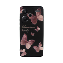 Vivid Silicone Case Redmi Note 13 Pro+ 5G Butterfly Black/Pink