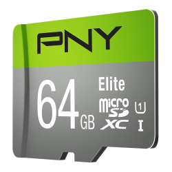PNY Elite microSDXC UHS-I Class 10 U1 64GB With SD Adapter