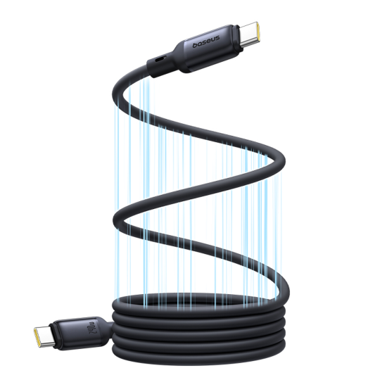 Baseus PicoGo Magnetic Liquid Silicone Fast Charging Cable USB-C to USB-C 240W 1m Cosmic Black Baseus PicoGo Magnetic Liquid Silicone Fast Charging Cable USB-C to USB-C 240W 1m Cosmic Black