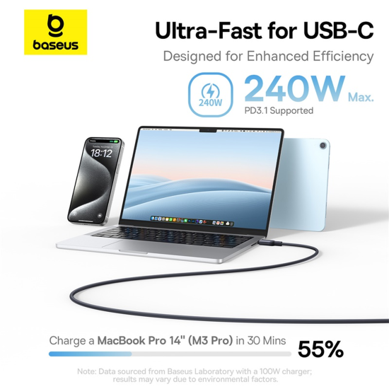 Baseus PicoGo Magnetic Liquid Silicone Fast Charging Cable USB-C to USB-C 240W 1m Cosmic Black Baseus PicoGo Magnetic Liquid Silicone Fast Charging Cable USB-C to USB-C 240W 1m Cosmic Black