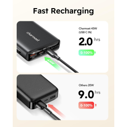 Charmast Powerbank LED 20000mAh Black