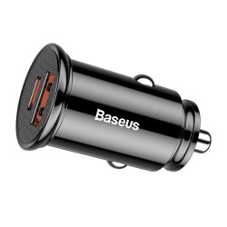 Baseus Car Charger USB/Type-C PD+QC 30W Black