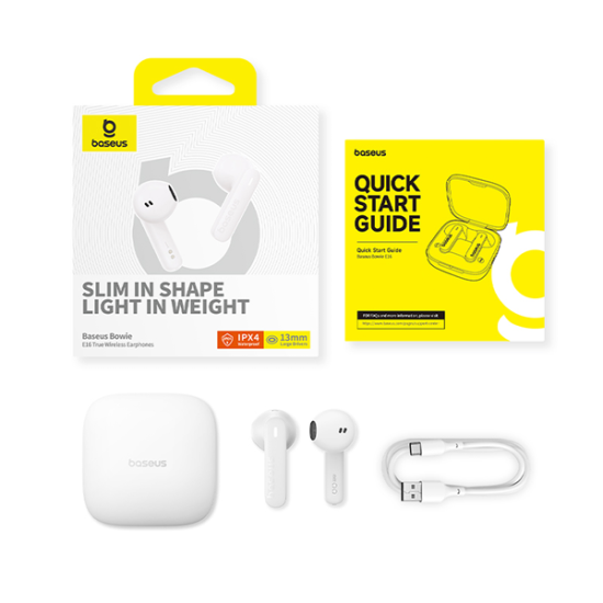 Baseus Bowie E16 True Wireless Earphones Stellar White