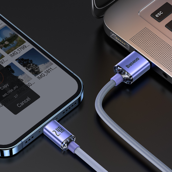 Baseus Crystal Shine Series Cable USB to Lightning 2.4A 1.2m Lilac Baseus Crystal Shine Series Cable USB to Lightning 2.4A 1.2m Lilac