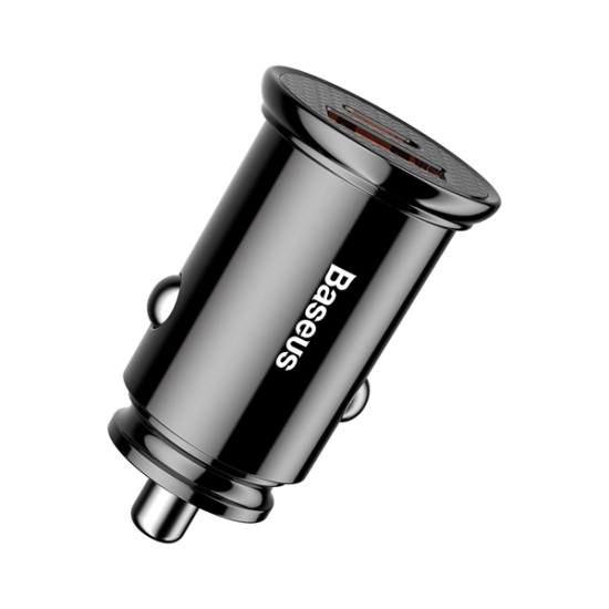 Baseus Circular Plastic A+C 30W PPS Car Charger Black Baseus Circular Plastic A+C 30W PPS Car Charger Black