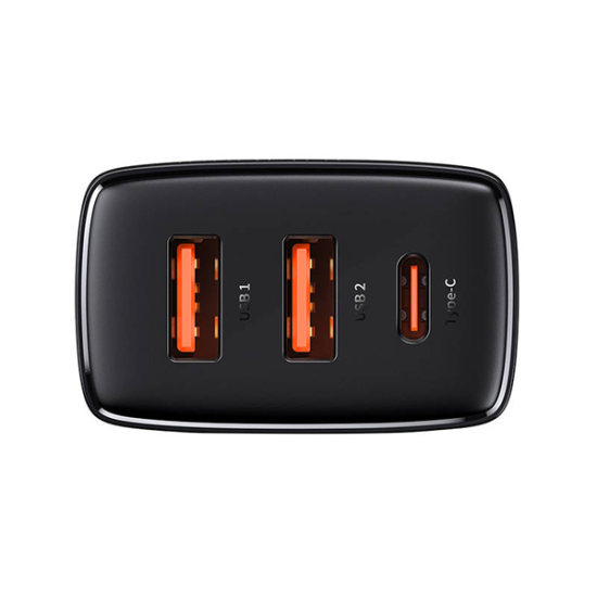 Baseus Compact Quick Charger Type-C/2xUSB 30W Black Baseus Compact Quick Charger Type-C/2xUSB 30W Black