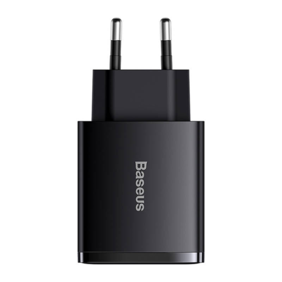 Baseus Compact Quick Charger Type-C/2xUSB 30W Black Baseus Compact Quick Charger Type-C/2xUSB 30W Black