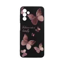 Vivid Silicone Case Samsung Galaxy A13 5G Butterfly Black/Pink