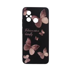 Vivid Silicone Case Xiaomi Redmi 12C Butterfly Black/Pink Vivid Silicone Case Xiaomi Redmi 12C Butterfly Black/Pink