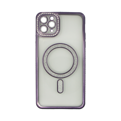 Vivid Magsafe Strass and Glitter Case Apple iPhone 11 Pro Max Purple