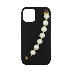 Vivid Silicone Case Pearl Chain Apple iPhone 12/12 Pro Black