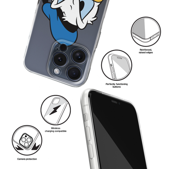 Disney Case Apple iPhone 15 Pro Donald Partial Print Angry Transparent Disney Case Apple iPhone 15 Pro Donald Partial Print Angry Transparent