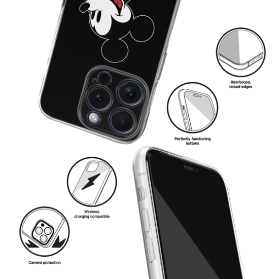 Disney Case Apple iPhone 15 Pro Mickey Full Print Smiley Black Disney Case Apple iPhone 15 Pro Mickey Full Print Smiley Black