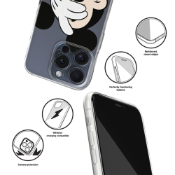 Disney Case Apple iPhone 15 Pro Mickey Partial Print Hiding Transparent Disney Case Apple iPhone 15 Pro Mickey Partial Print Hiding Transparent