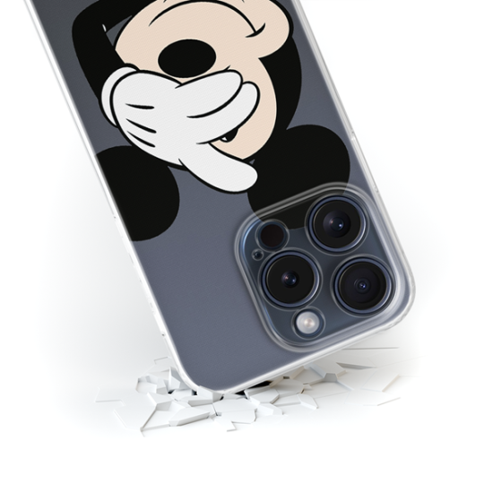 Disney Case Apple iPhone 15 Pro Mickey Partial Print Hiding Transparent
