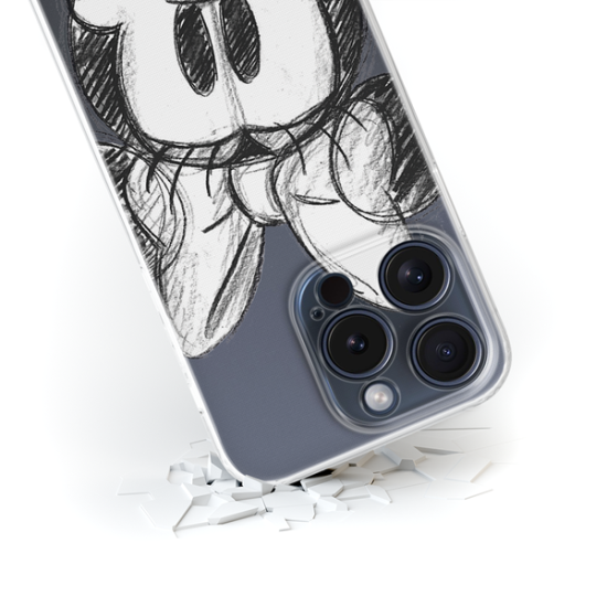 Disney Case Apple iPhone 15 Pro Minnie Partial Print Sketch Transparent Disney Case Apple iPhone 15 Pro Minnie Partial Print Sketch Transparent