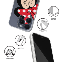 Disney Case Apple iPhone 15 Pro Minnie Partial Print Smiley Transparent Disney Case Apple iPhone 15 Pro Minnie Partial Print Smiley Transparent