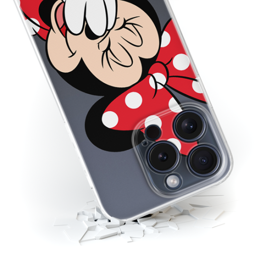 Disney Case Apple iPhone 15 Pro Minnie Partial Print Smiley Transparent Disney Case Apple iPhone 15 Pro Minnie Partial Print Smiley Transparent