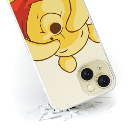 Disney Case Apple iPhone 15 Winnie the Pooh Partial Print Hiding Transparent