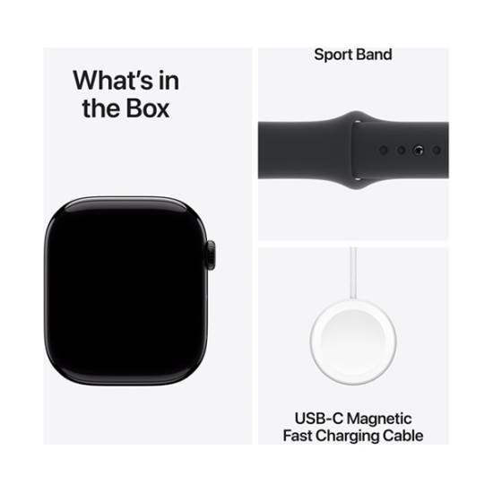 Apple Watch Series 10 GPS 46mm Jet Black Aluminium Case with Black Sport Band (M/L)