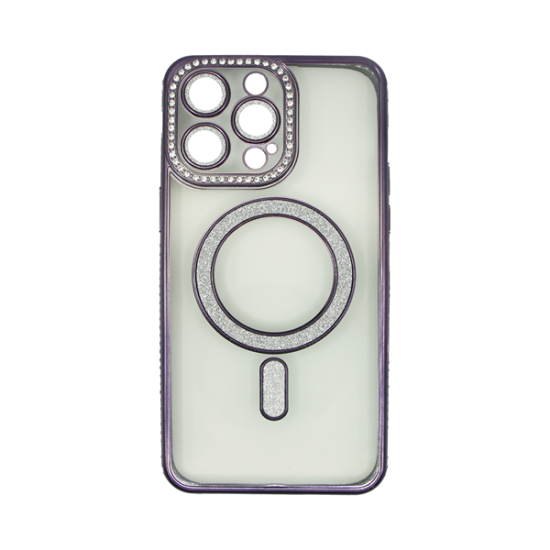 Vivid Magsafe Strass and Glitter Case Apple iPhone 15 Pro Max Purple