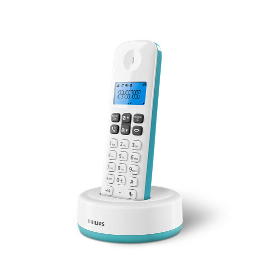 Philips D1611B.GRS Μαύρο (Ελληνικό Μενού) Ασύρματο τηλέφωνο ανοιχτή ακρόαση Τιρκουάζ