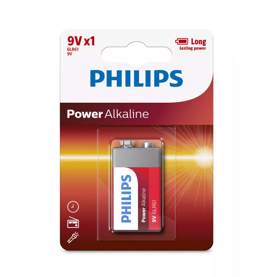 Philips 6LR61P1B.GRS Αλκαλικές μπαταρίες υψηλής απόδοσης 1 τμχ 9V Philips 6LR61P1B.GRS Αλκαλικές μπαταρίες υψηλής απόδοσης 1 τμχ 9V