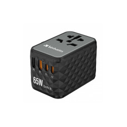 Verbatim UTA-05 GaN III Universal Travel Adapter with 2 x USB-C PD 65W   QC 4+ 2 x USB-A