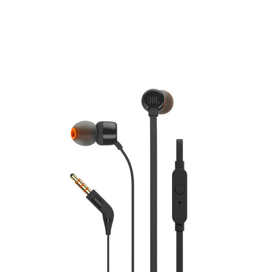 JBL T110, InEar Universal Headphones 1-button Mic-Remote (Black) JBLT110BLK JBL T110, InEar Universal Headphones 1-button Mic-Remote (Black) JBLT110BLK