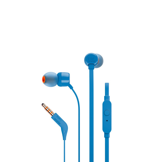 JBL T110, InEar Universal Headphones 1-button Mic-Remote (Blue) JBLT110BLU JBL T110, InEar Universal Headphones 1-button Mic-Remote (Blue) JBLT110BLU