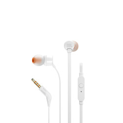 JBL T110, InEar Universal Headphones 1-button Mic-Remote (White) JBLT110WHT