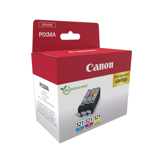 Canon Πακέτο 3 Μελανιών Inkjet CLI-521 Canon Πακέτο 3 Μελανιών Inkjet CLI-521