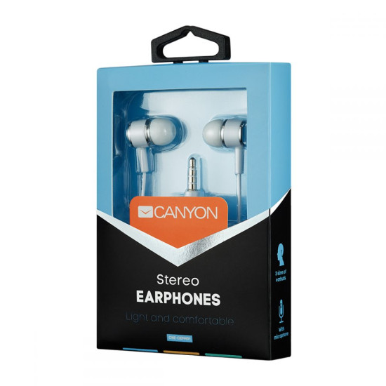 Canyon Stereo headphones with mic, 3.5mm WHITE - CNE-CEPM01W