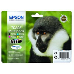 Ink Epson T0895 C13T08954010 Multipack containing 4 ink cartridges.Black (T089140), Cyan (T089240), Magenta (T089340), Yellow (T089440)